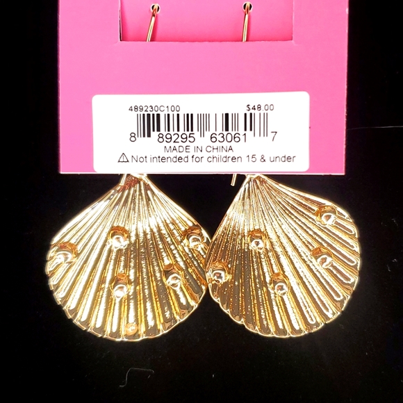 Betsey Johnson Stone Floral Shell Earrings - Picture 6 of 7
